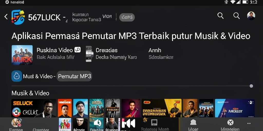 Antarmuka sederhana dan intuitif dari aplikasi Pemutar MP3 567LUCK.