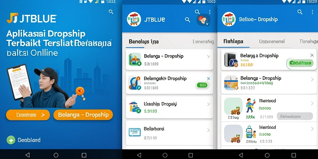 Tampilan antarmuka aplikasi JTBLUE yang mudah digunakan untuk Dropship.