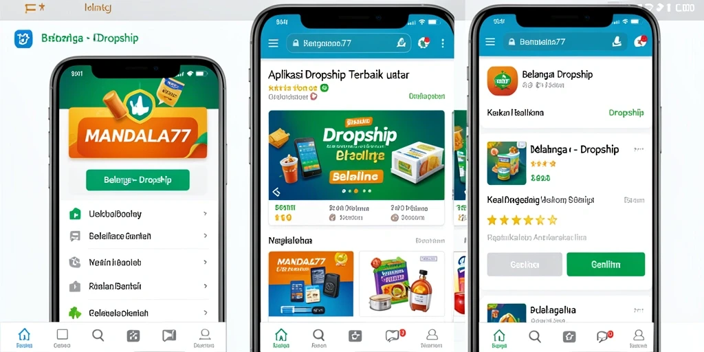 Antarmuka MANDALA77 menunjukkan produk dan fitur Dropship dengan jelas.