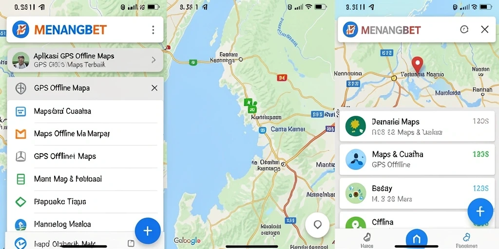 Tampilan antarmuka aplikasi MENANGBET dengan peta offline.