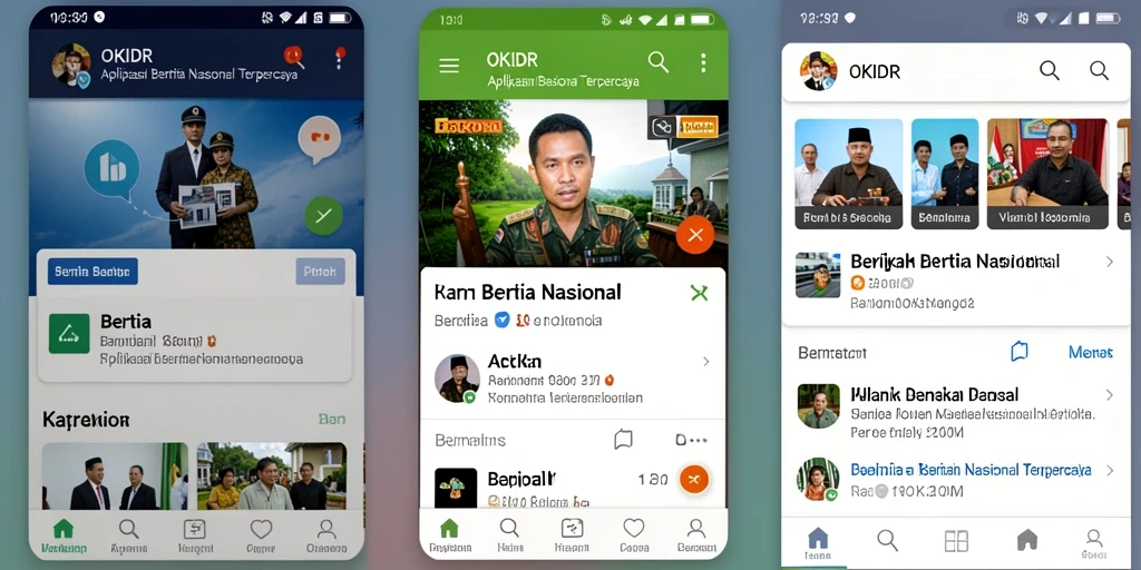 Antarmuka aplikasi OKIDR dengan berita nasional terkini.