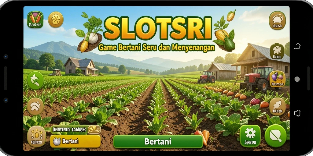 Tampilan antarmuka SLOTSRI saat bertani dengan tanaman dan hewan.