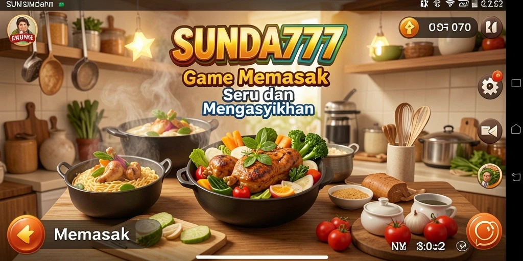 Antarmuka game Memasak yang menarik dan interaktif di SUNDA777.