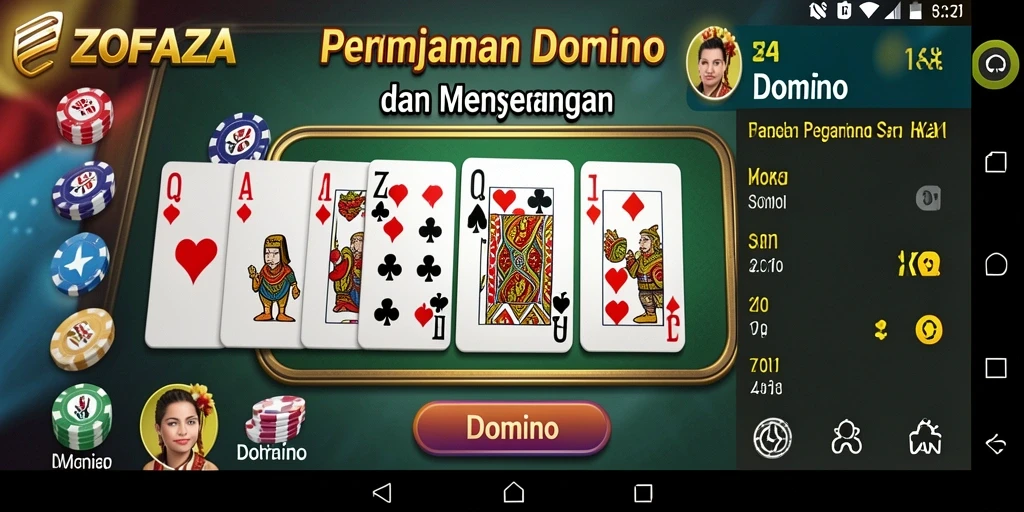 Tampilan antarmuka ZOFAZA yang menarik dalam permainan domino.